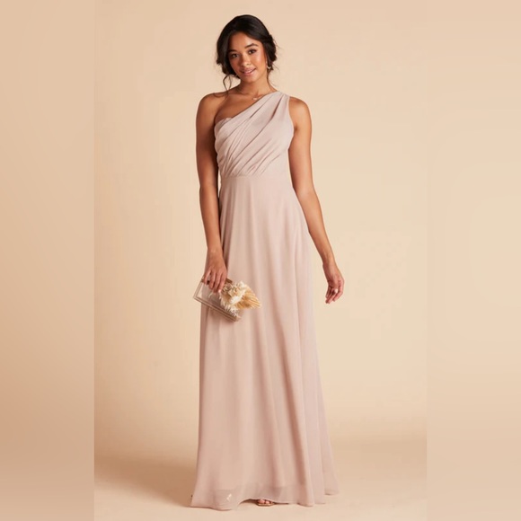 Birdy Grey Kira Chiffon Dress Taupe Formal Gown Bridesmaid Prom Dress - Picture 3 of 12